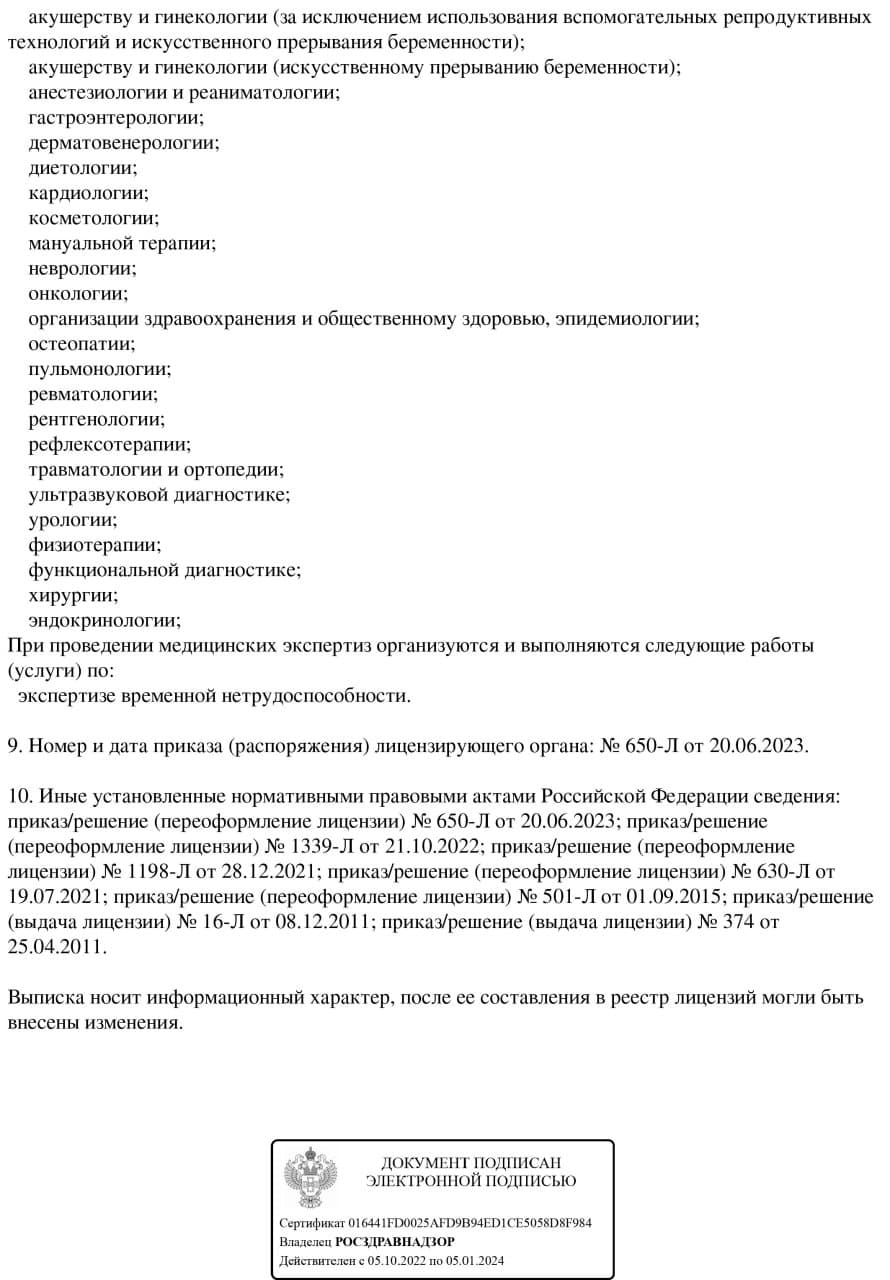 Приложение к лицензии — перечень услуг